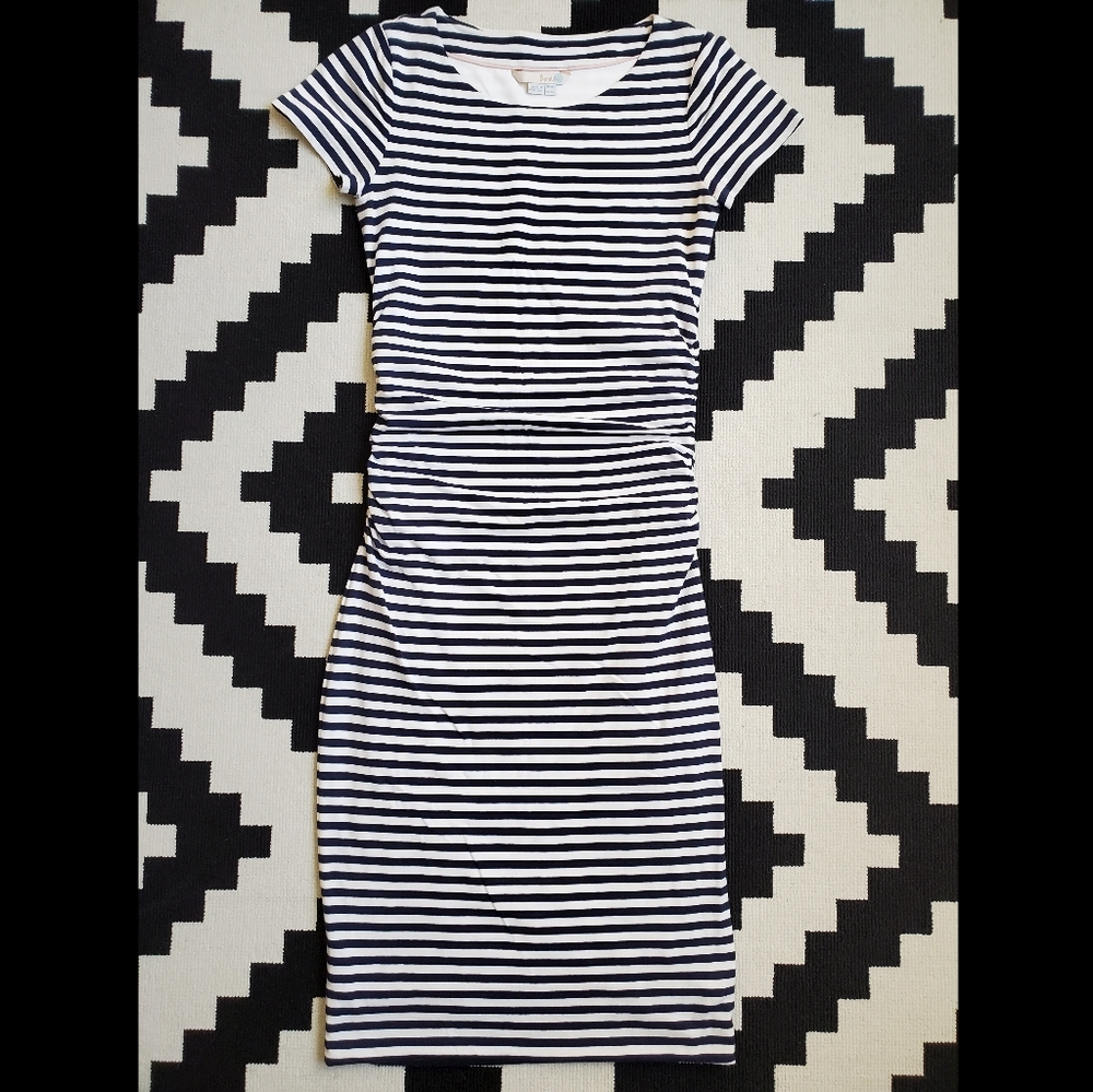 Boden navy blue & white striped dress